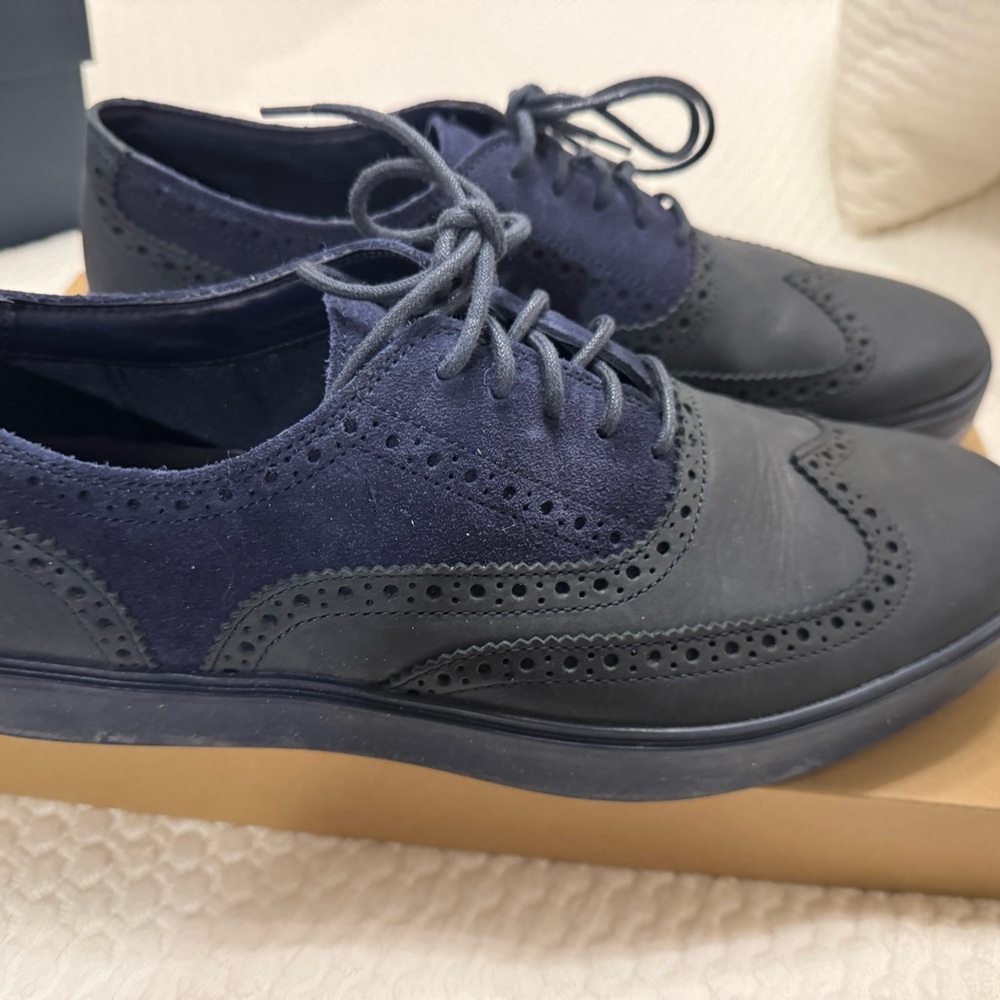 Cole Haan Men's Black and Navy Oxfords/ Bergen Wingtip/ black iris/ US11